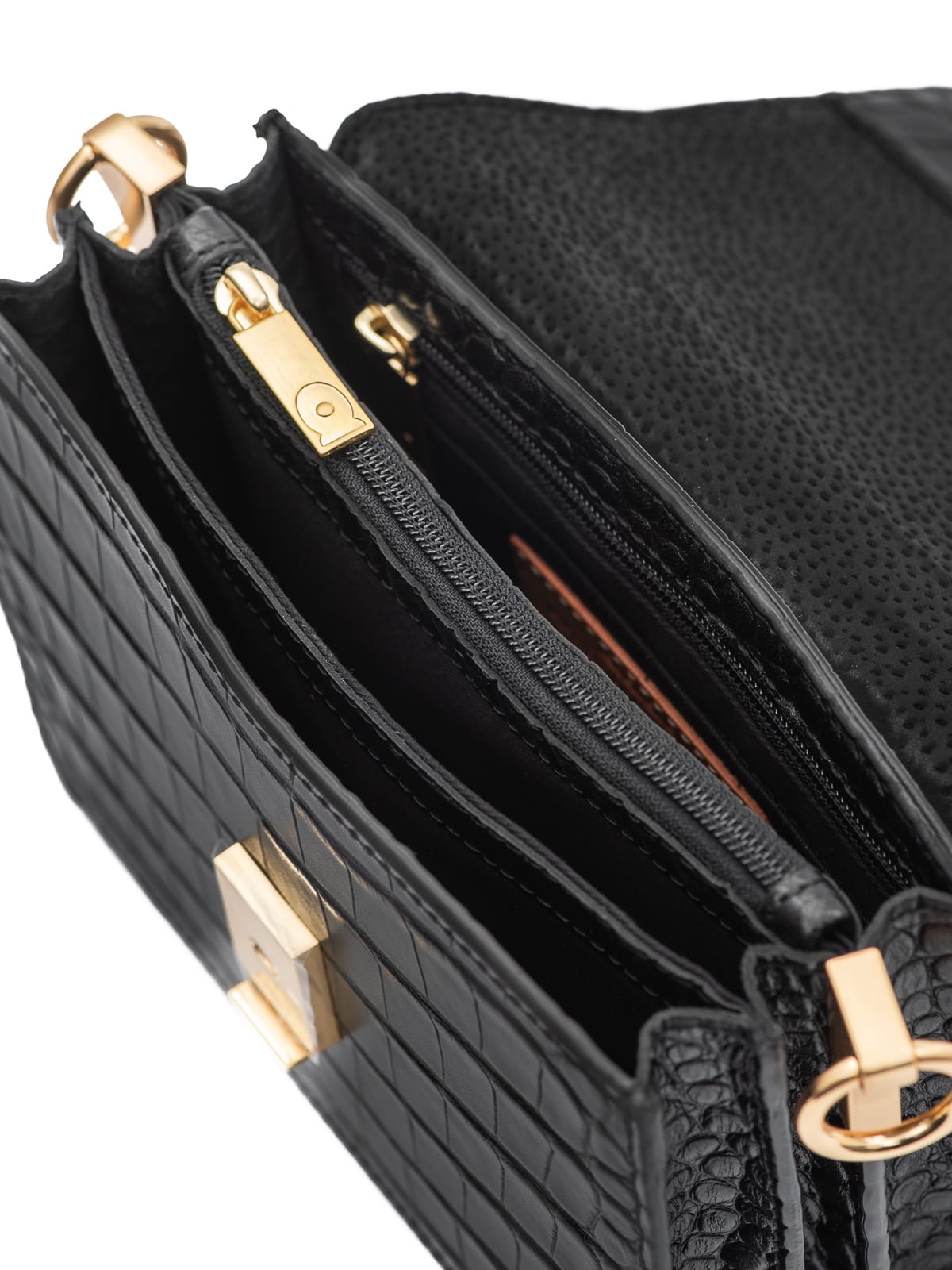 MINI HARMONY czarna skórzana mała damska torebka