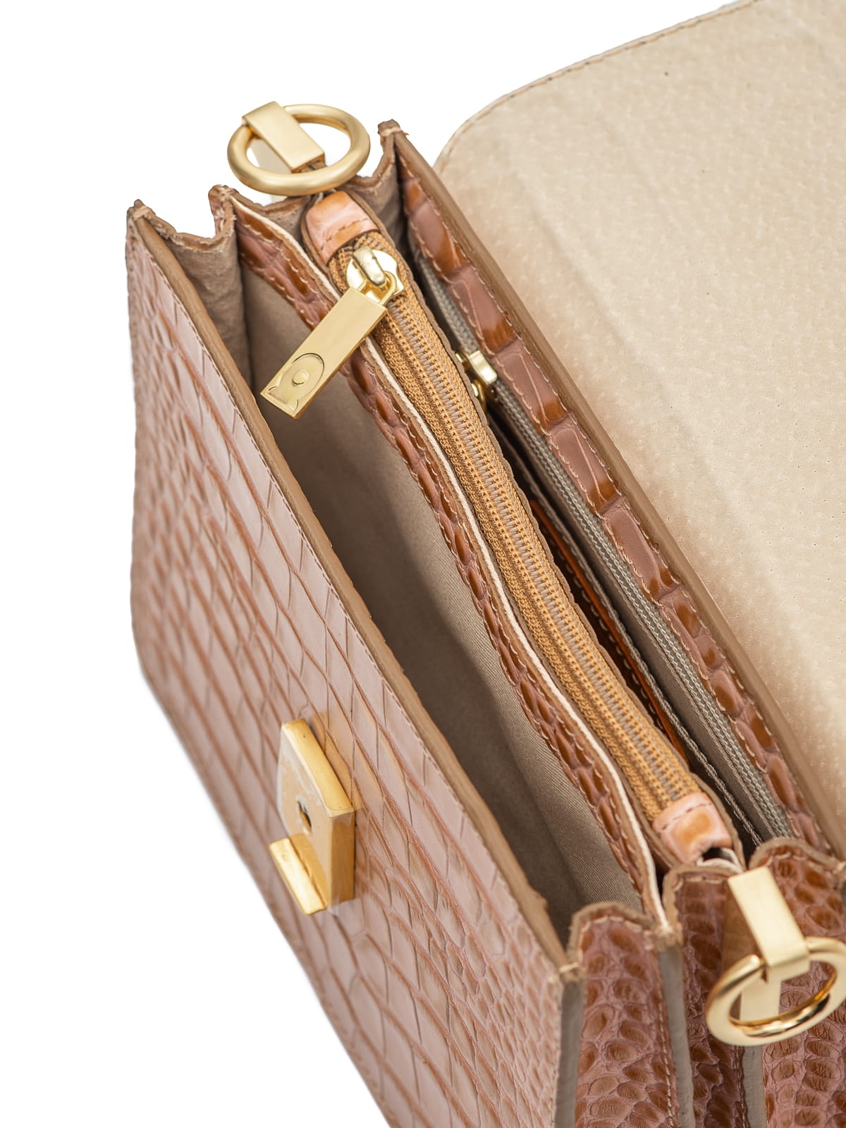 MINI HARMONY beżowa pudrowa skórzana mała damska torebka