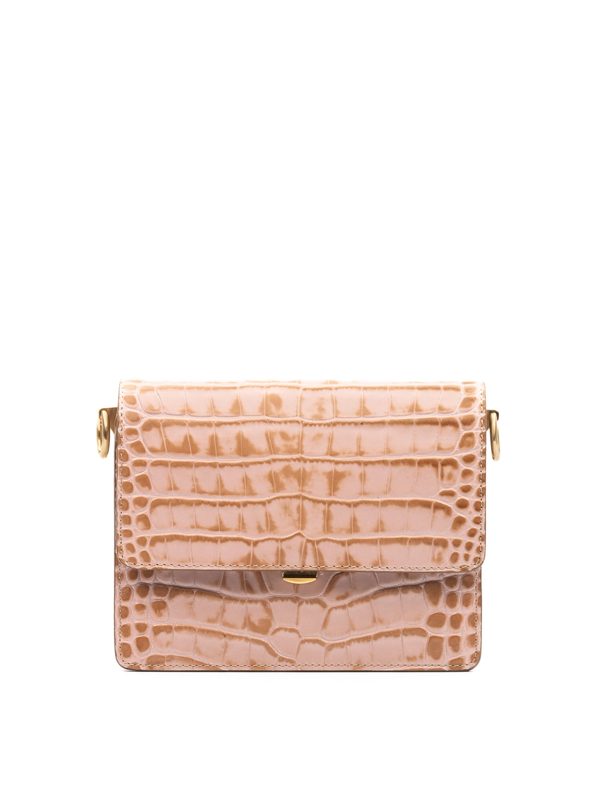 MINI HARMONY beżowa pudrowa skórzana mała damska torebka