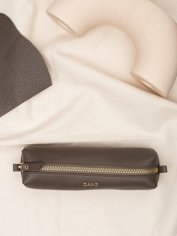 Piórnik taupe skórzany etui na długopisy