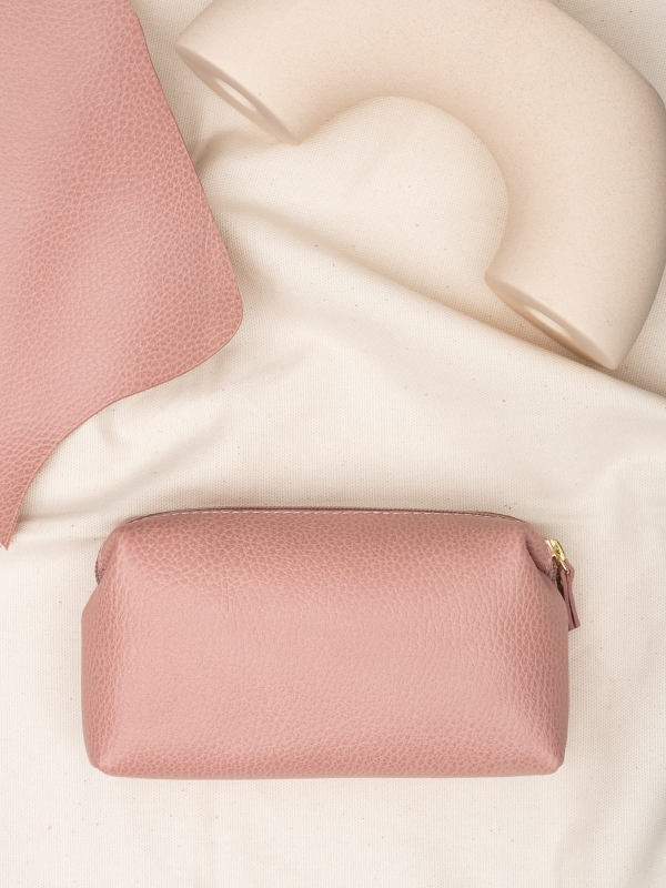 ALICE DAAG pudrowy róż skórzana kosmetyczka damska zero waste