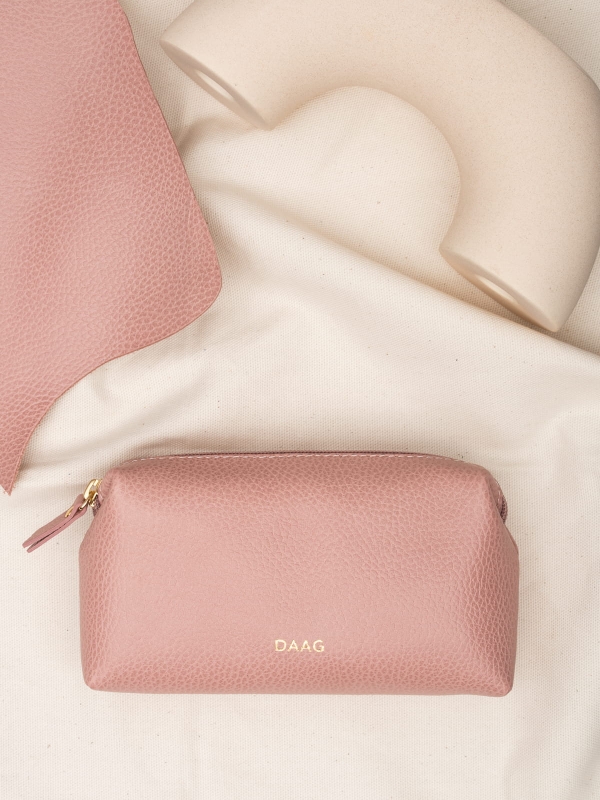 ALICE DAAG pudrowy róż skórzana kosmetyczka damska zero waste