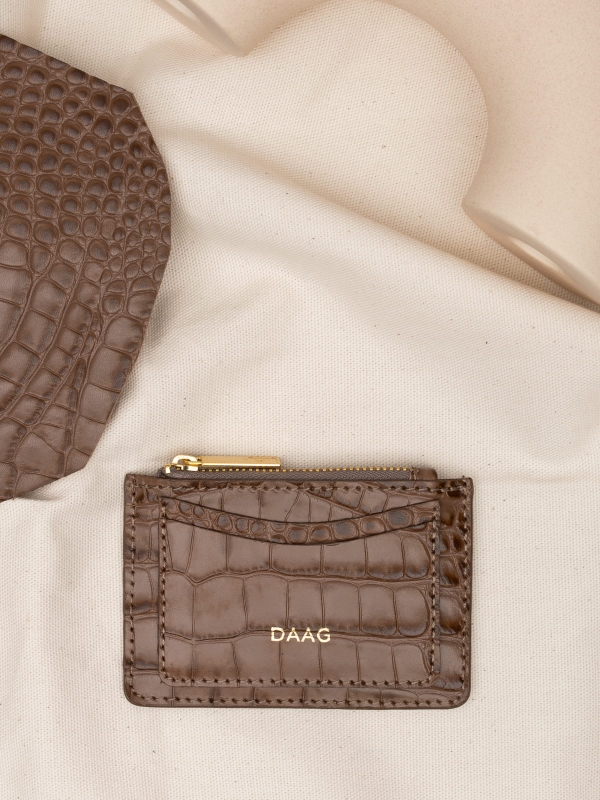 ARIA dark nude etui daag zero waste skórzane etui croco