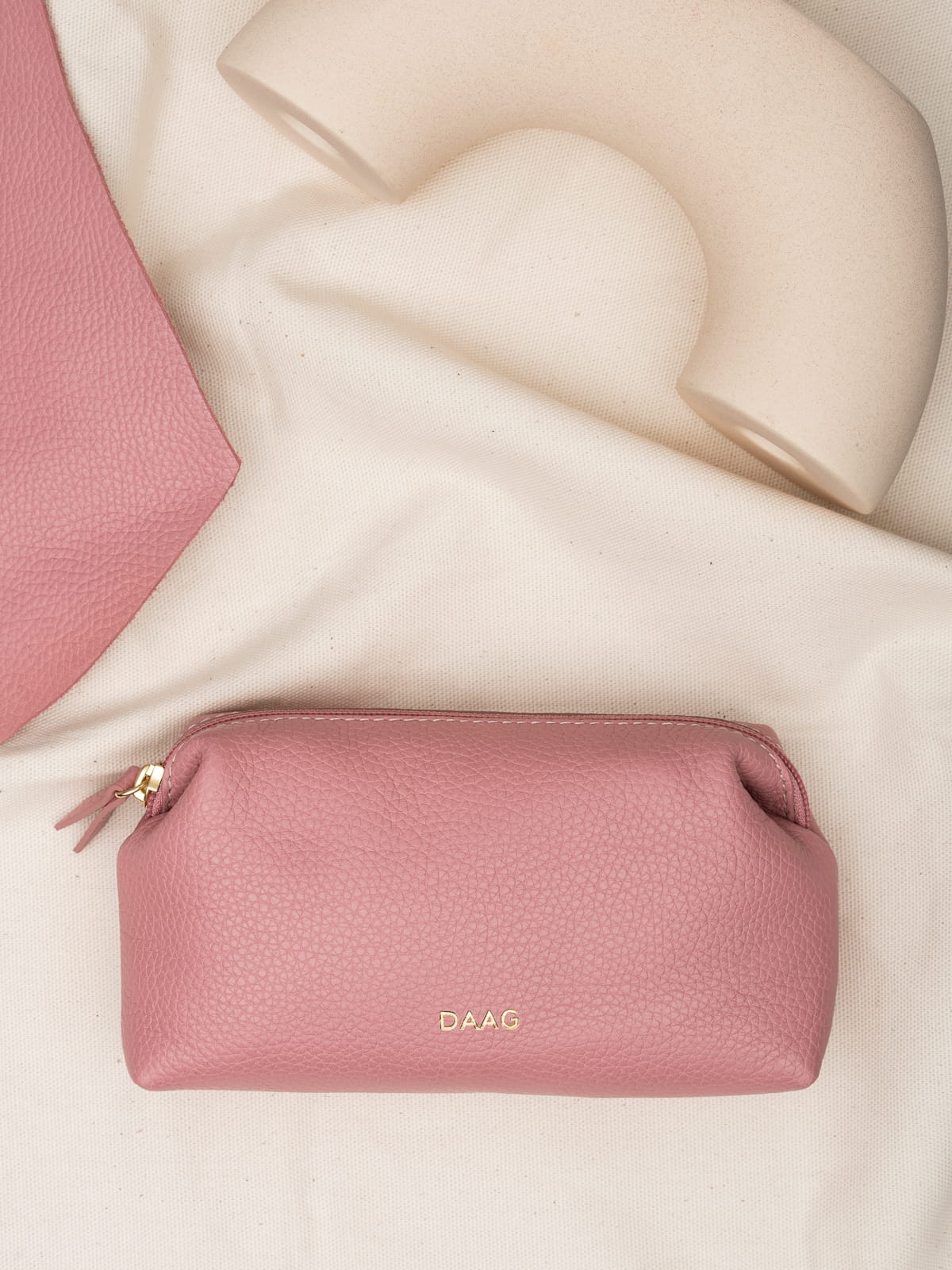 ALICE DAAG różowa skórzana kosmetyczka damska zero waste
