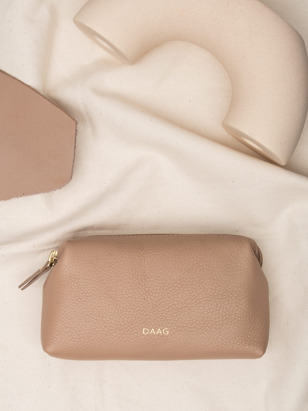 ALICE DAAG kawowy beż skórzana kosmetyczka damska zero waste