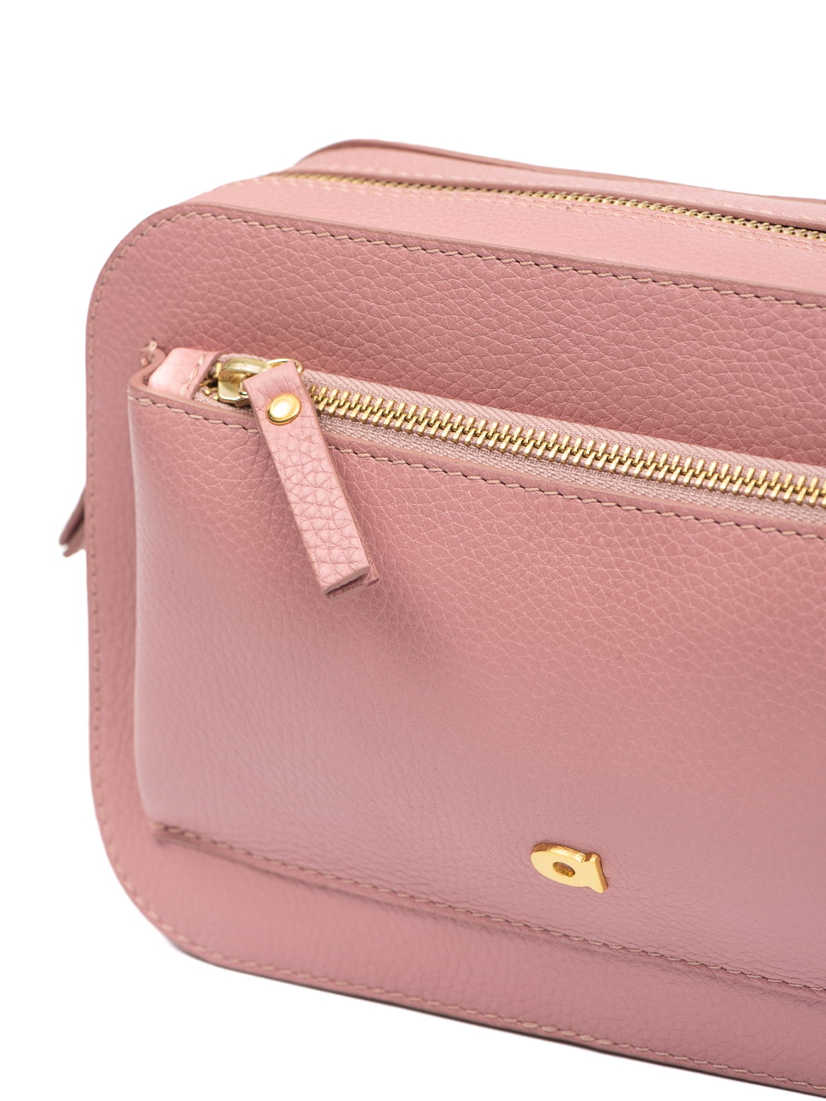 SALLY 1 pudrowy róż groszek skórzana torebka damska listonoszka