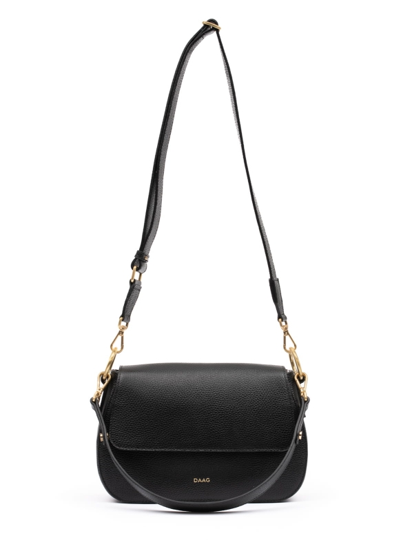 La Olivia czarna duża skórzana torebka damska listonoszka torba na ramię