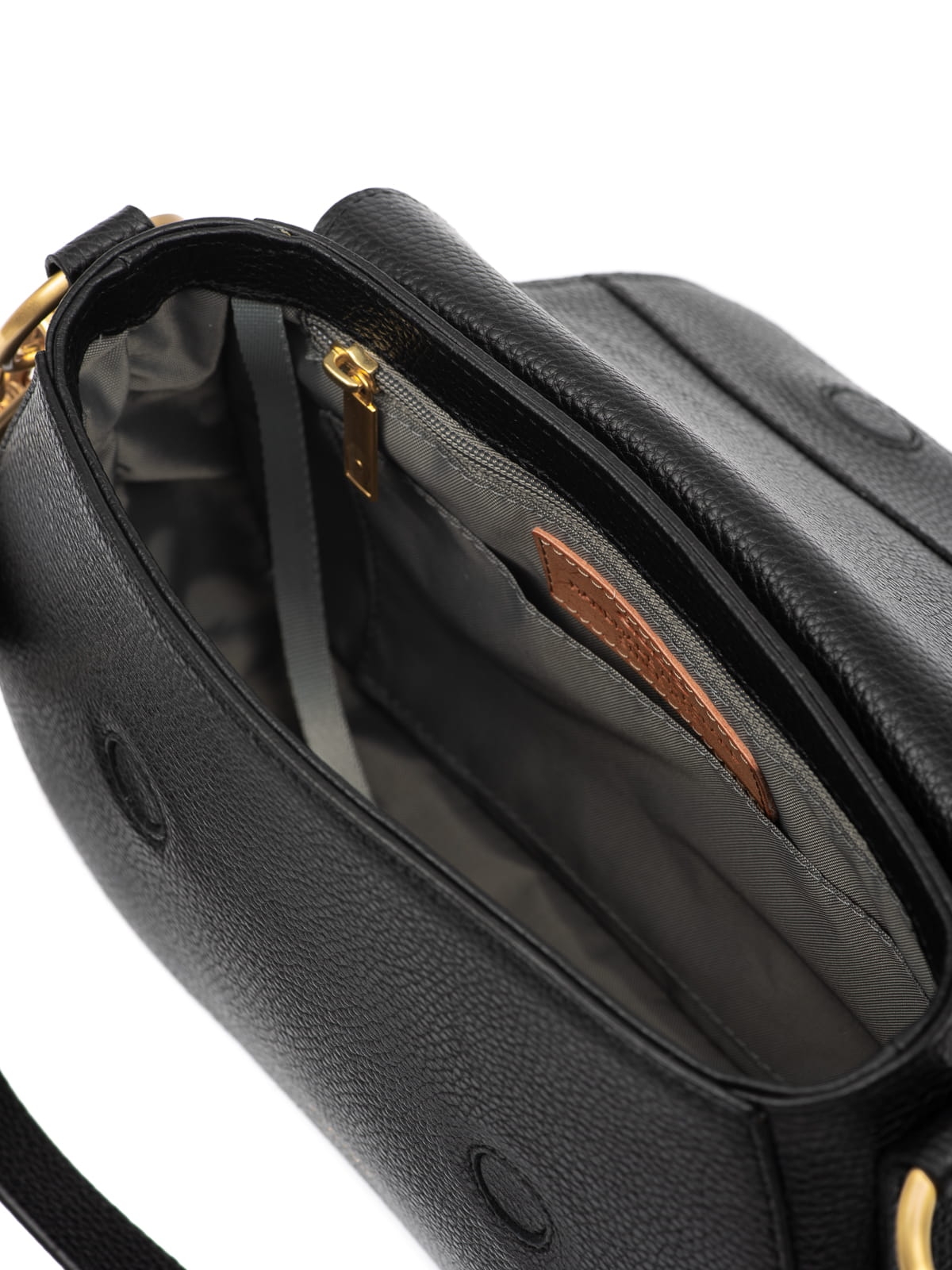 La Olivia czarna duża skórzana torebka damska listonoszka torba na ramię