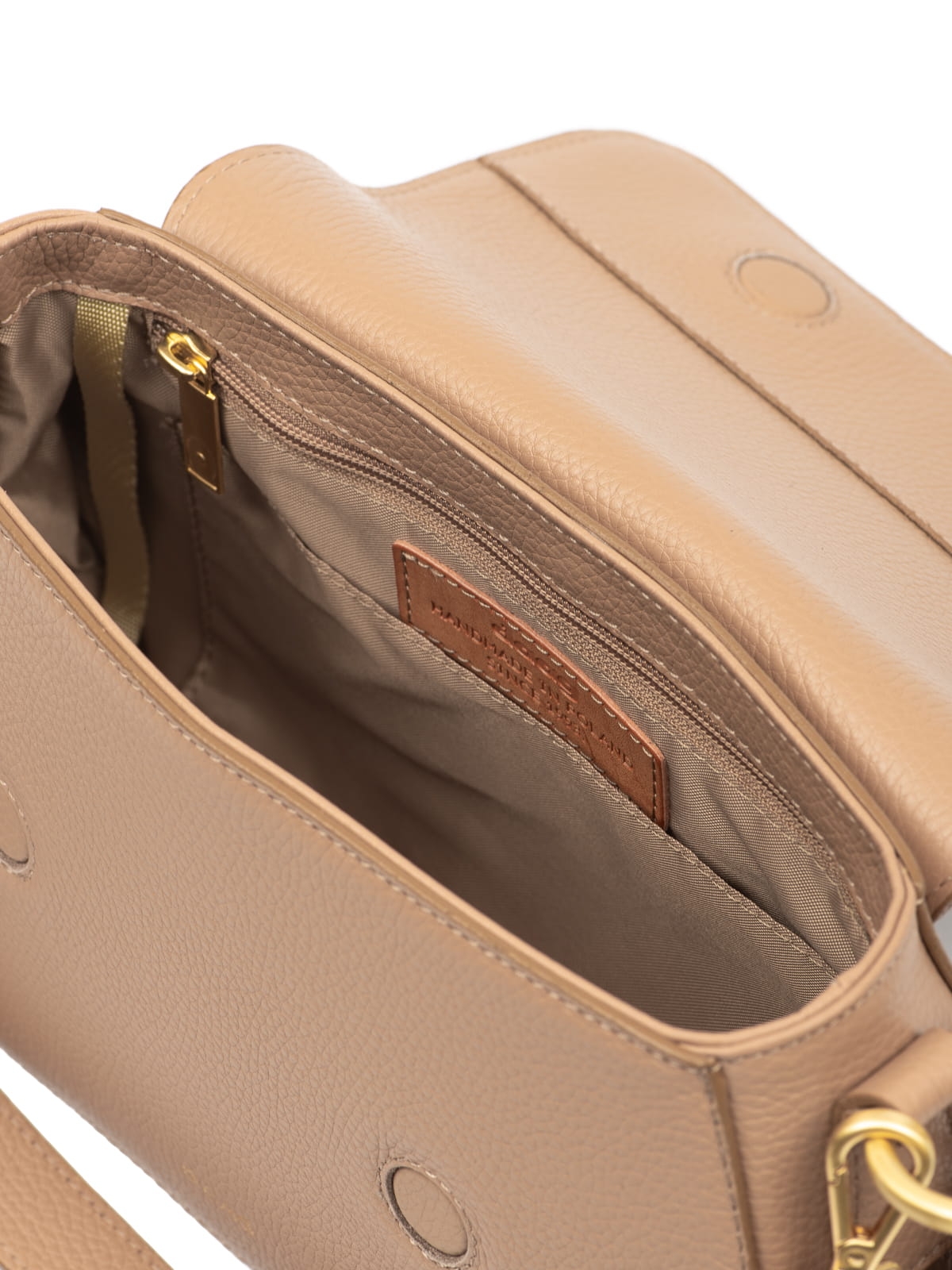 La Olivia beżowa skórzana torebka damska listonoszka torba na ramię