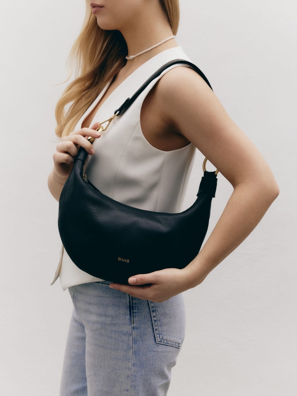 Lua czarna skórzana torebka damska listonoszka torba na ramię