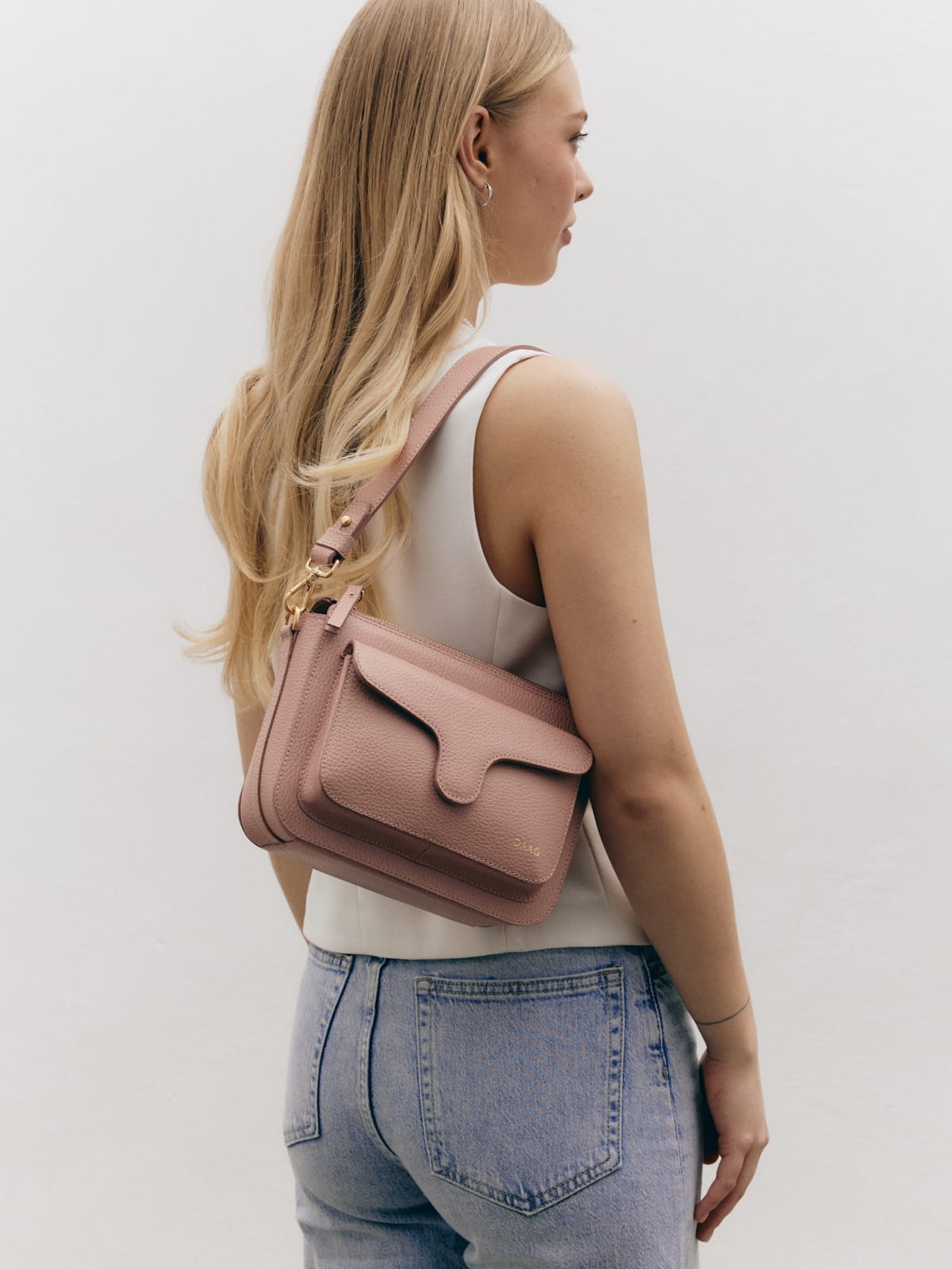 Mini Marlotte jasny róż skórzana torebka damska listonoszka torba na ramię
