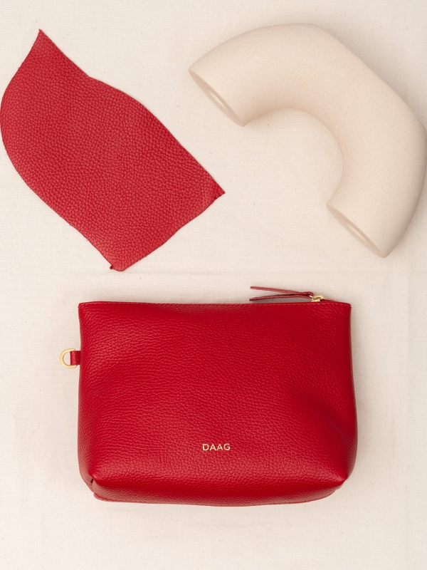 RUBY czerwona skórzana kosmetyczka damska zero waste