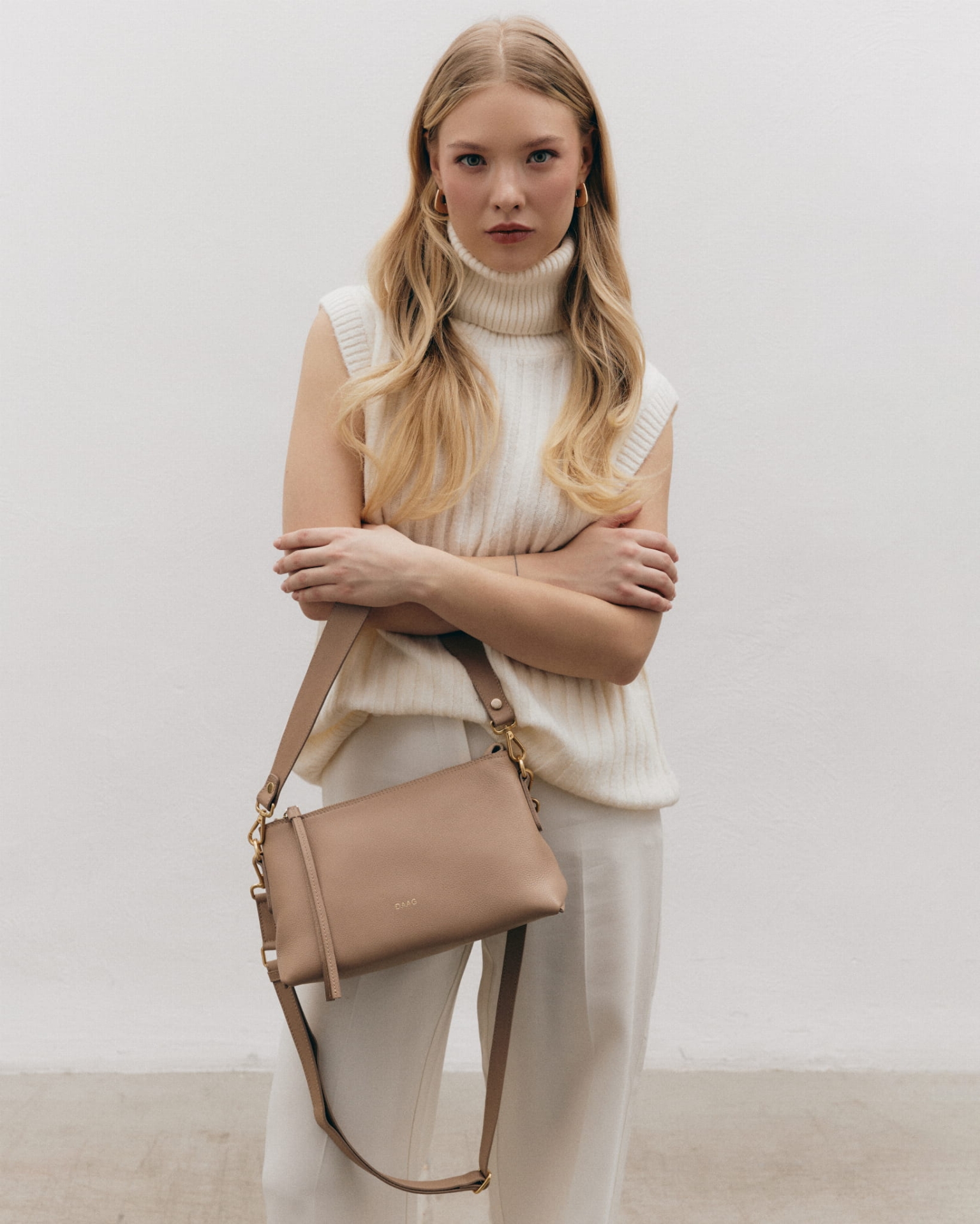 CLAUDIA kawowy beż skórzana torebka damska duża listonoszka