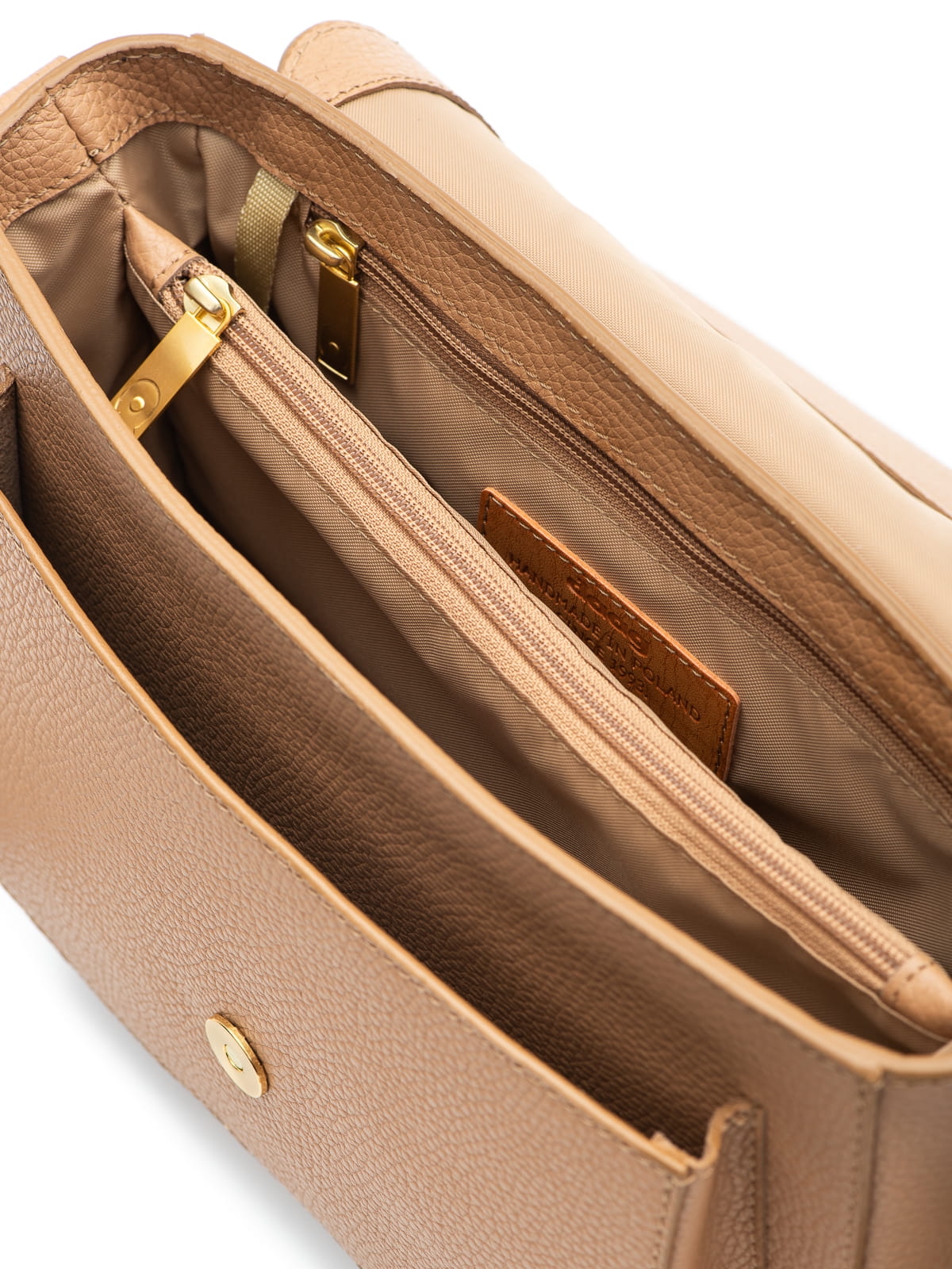 MADELINE beżowa groszek latte skórzana torebka damska duża