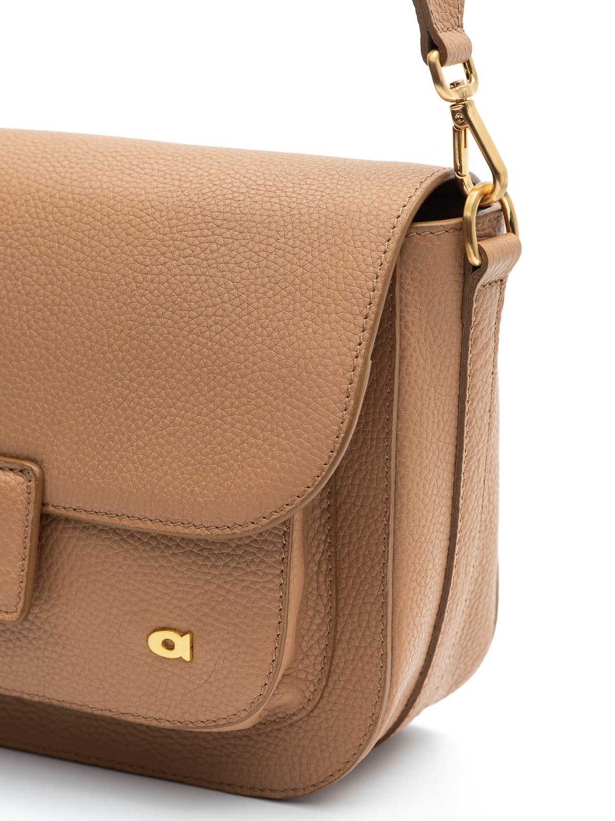 MADELINE beżowa groszek latte skórzana torebka damska duża