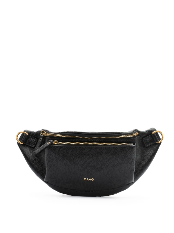 LARISSA czarna skórzana duża damska nerka saszetka torebka