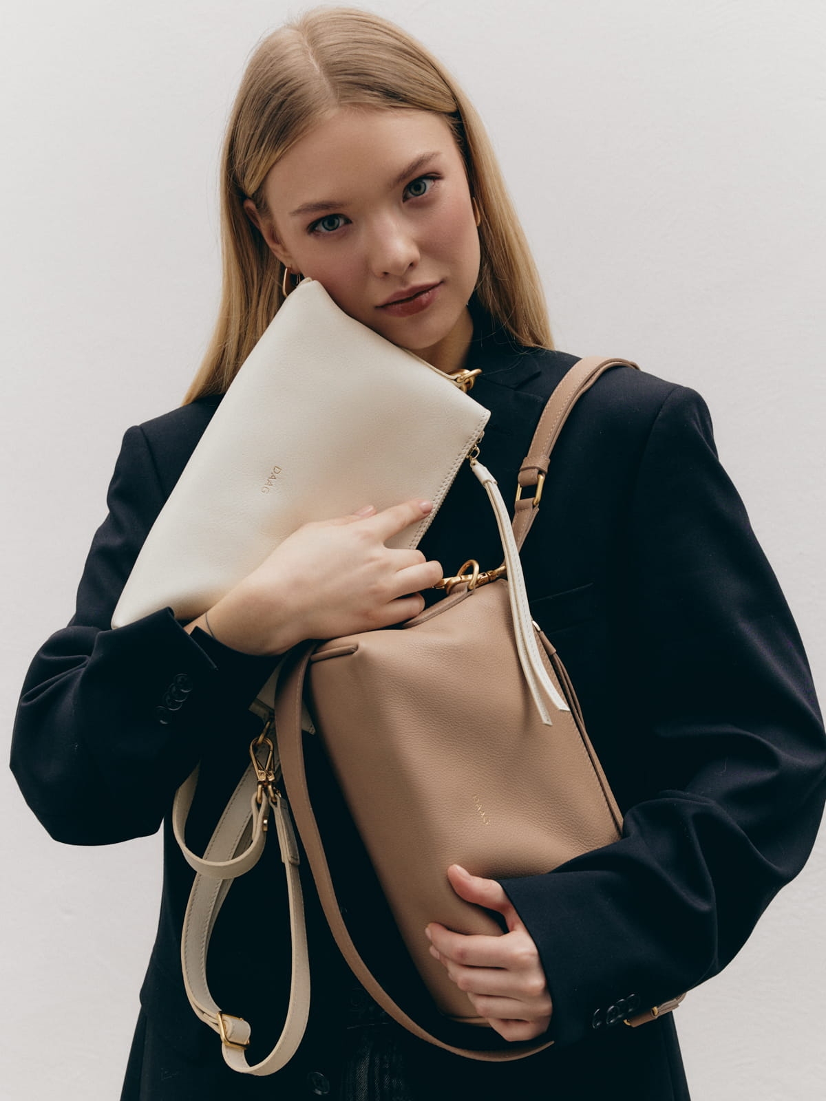 CLAUDIA kawowy beż skórzana torebka damska duża listonoszka