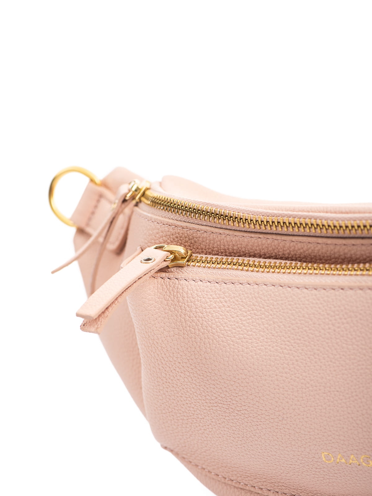 LARISSA jasny róż skórzana duża damska nerka saszetka torebka