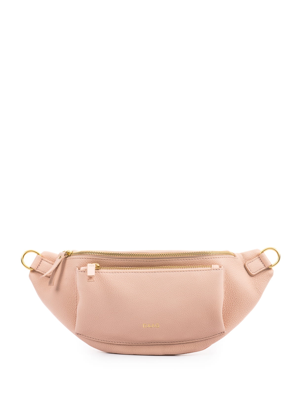 LARISSA jasny róż skórzana duża damska nerka saszetka torebka