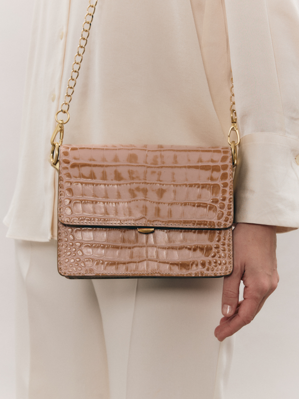 MINI HARMONY pudrowa skórzana mała damska torebka.png