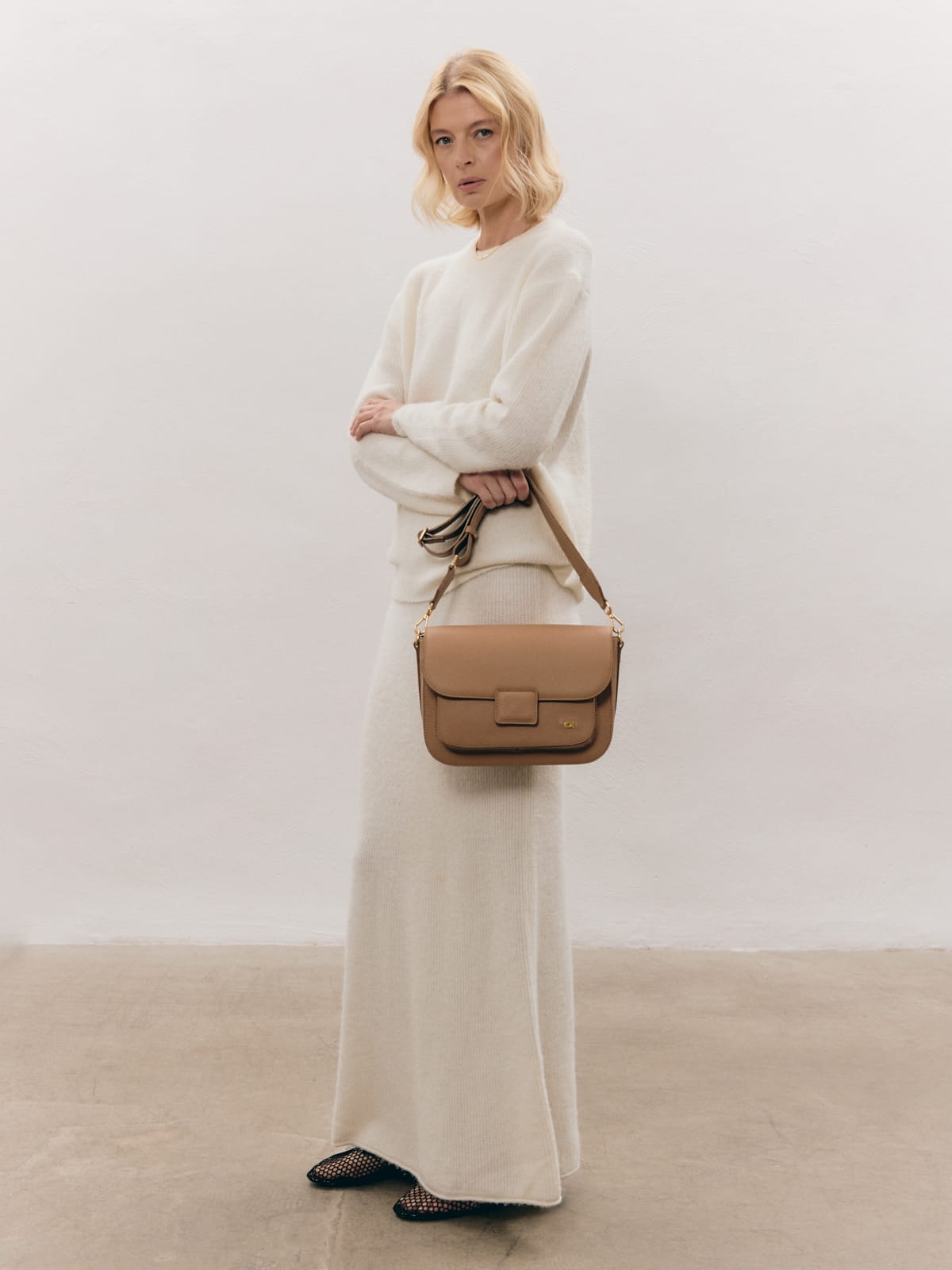 MADELINE beżowa groszek latte skórzana torebka damska duża.jpg