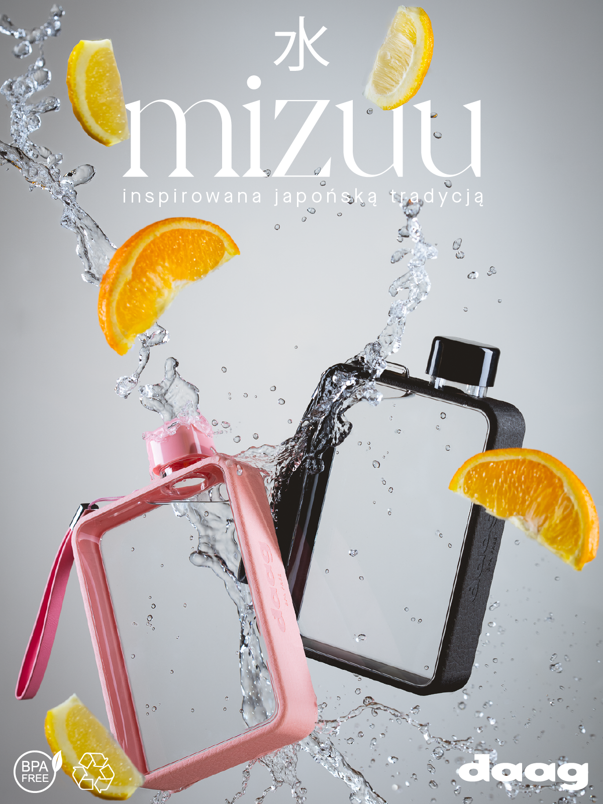 MIZUU różowa butelka na wodę daag
