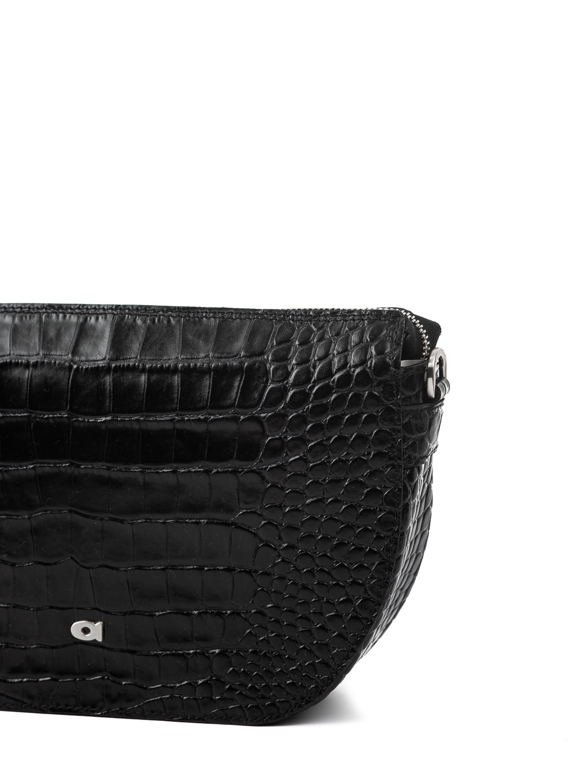 CHARLOTTE czarna skórzana torebka damska półksiężyc srebrne okucia