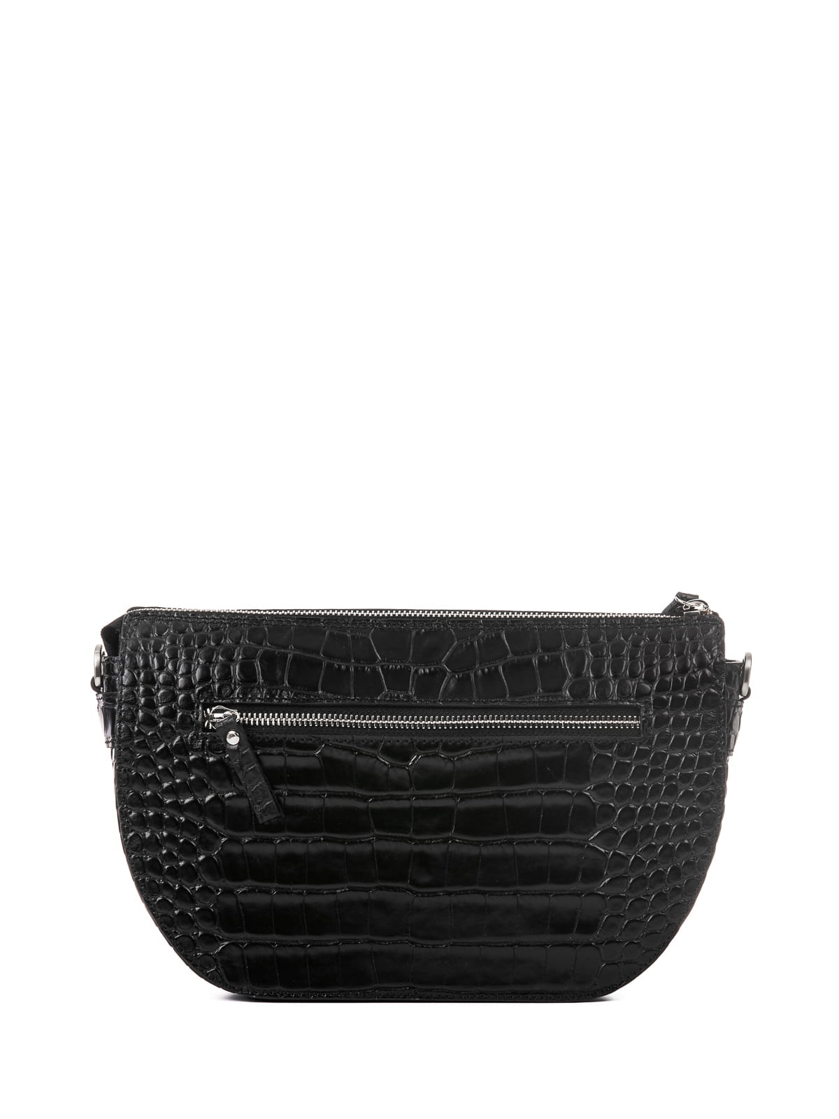 CHARLOTTE czarna skórzana torebka damska półksiężyc srebrne okucia