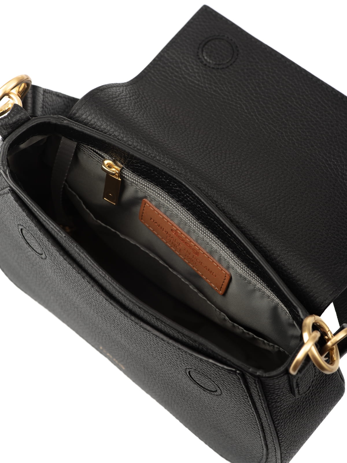 OLIVIA czarna groszek duża skórzana torebka damska listonoszka torba na ramię