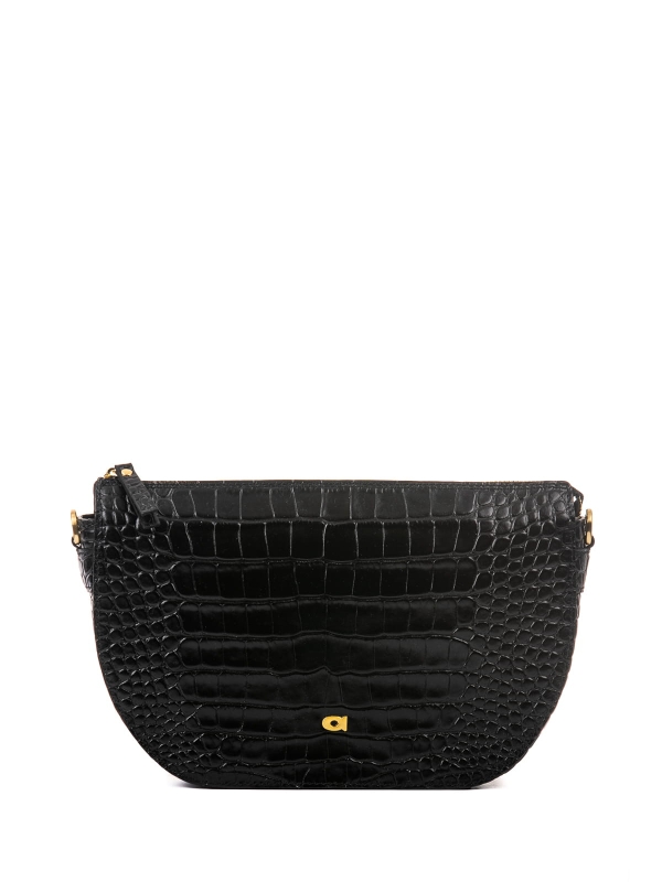 CHARLOTTE czarna skórzana torebka damska półksiężyc torba na ramię