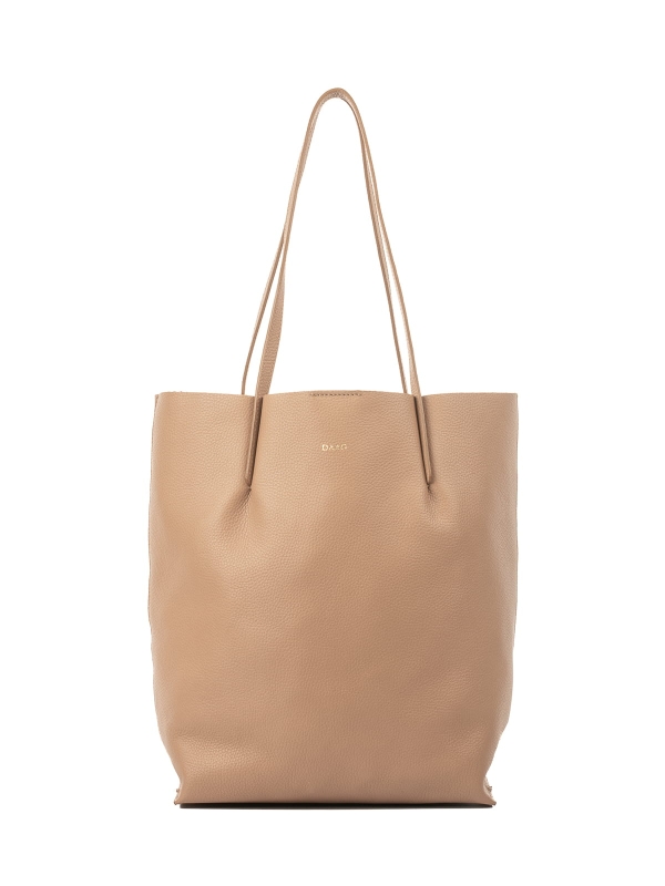 BLANKA beżowa latte torba shopper damska duża skórzana latte shopperka