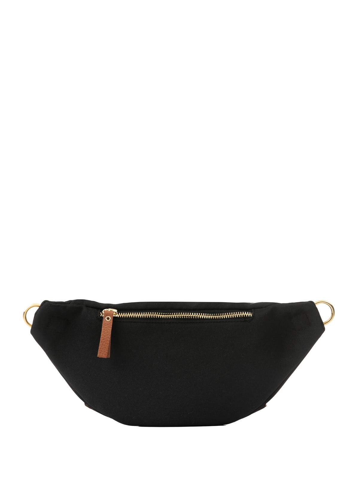 LARISSA koniak czarna tkanina duża damska nerka saszetka torebka.JPG