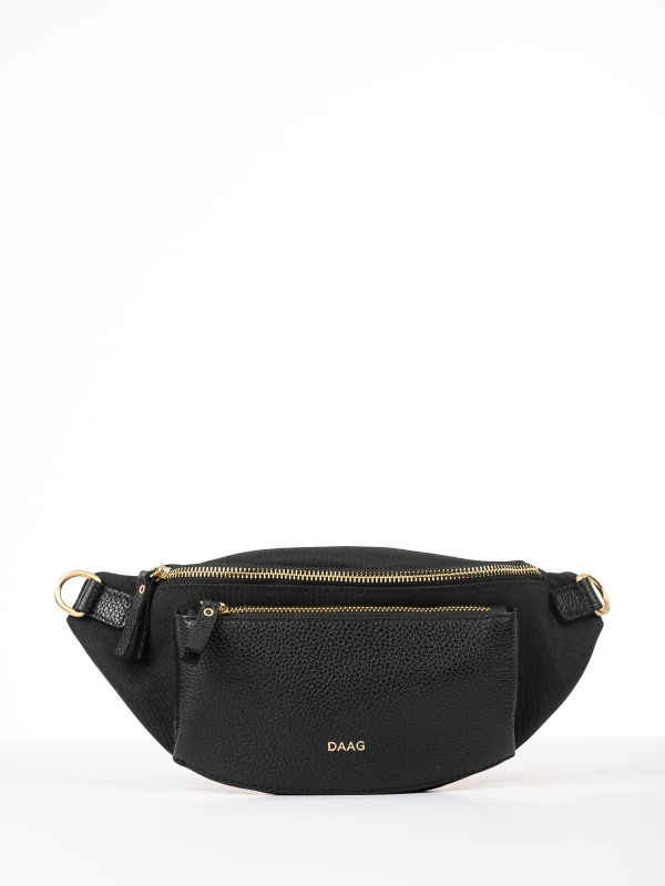 LARISSA czarna tkanina duża damska nerka saszetka torebka.JPG