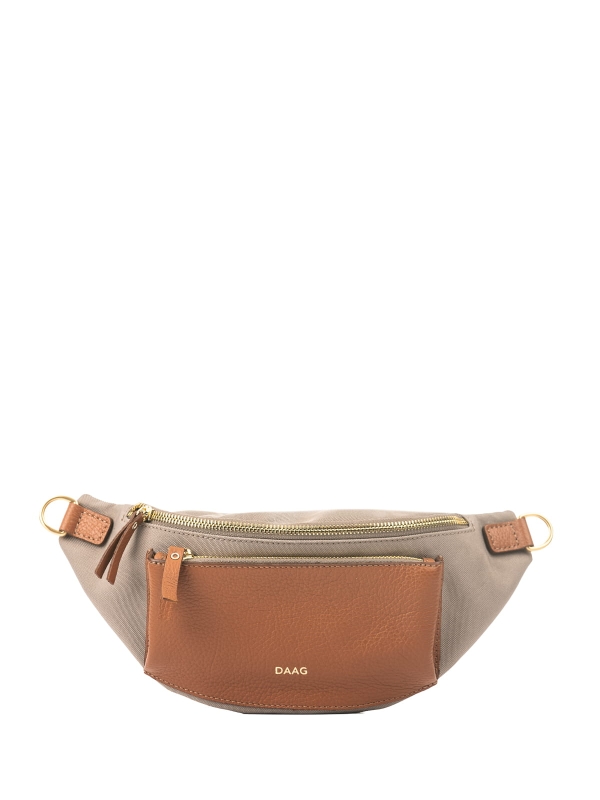 LARISSA koniak beżowa tkanina duża damska nerka saszetka torebka.JPG