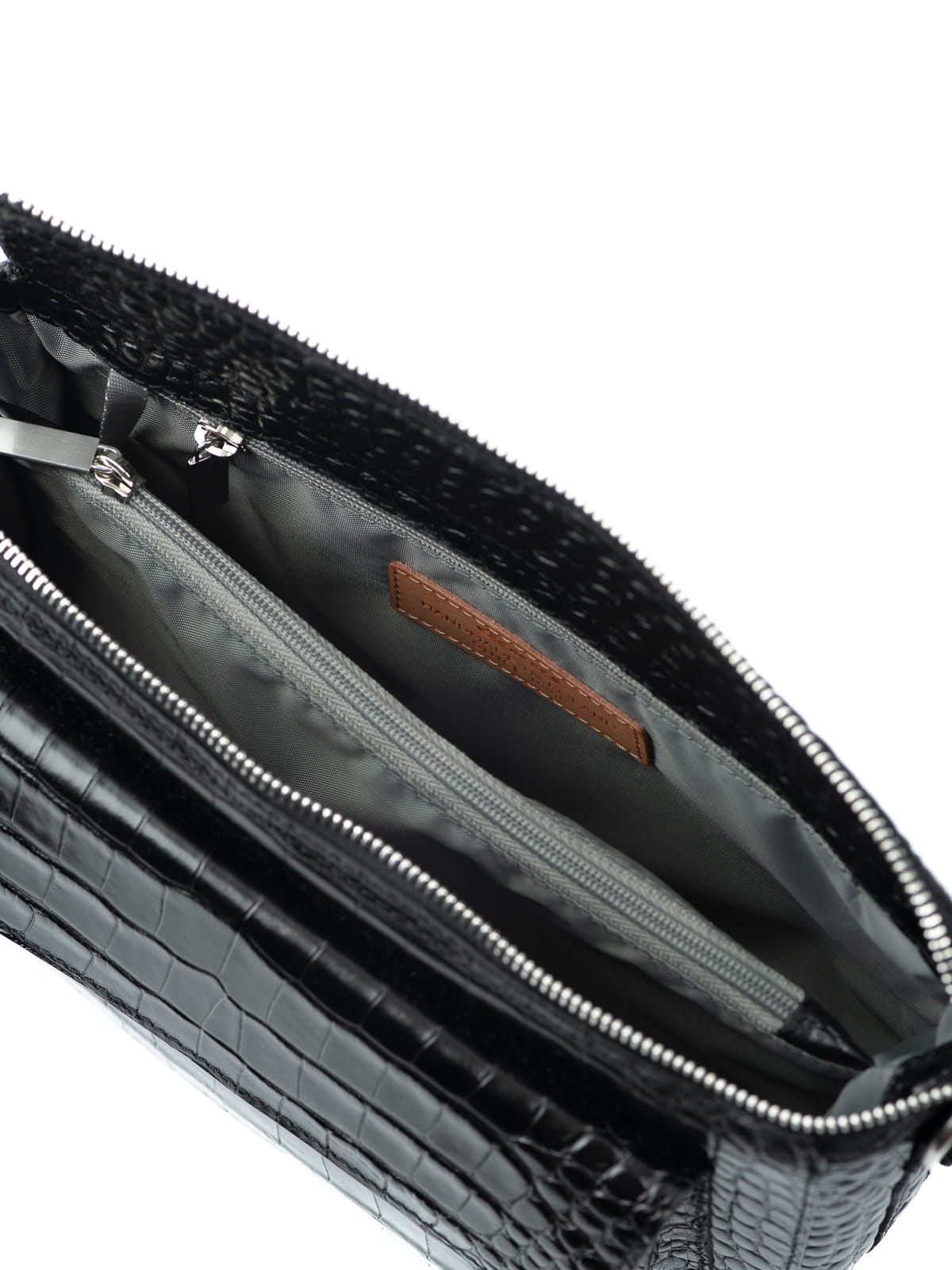 MARLOTTE czarna skórzana duża torebka damska listonoszka torba na ramię srebrne elementy .JPG