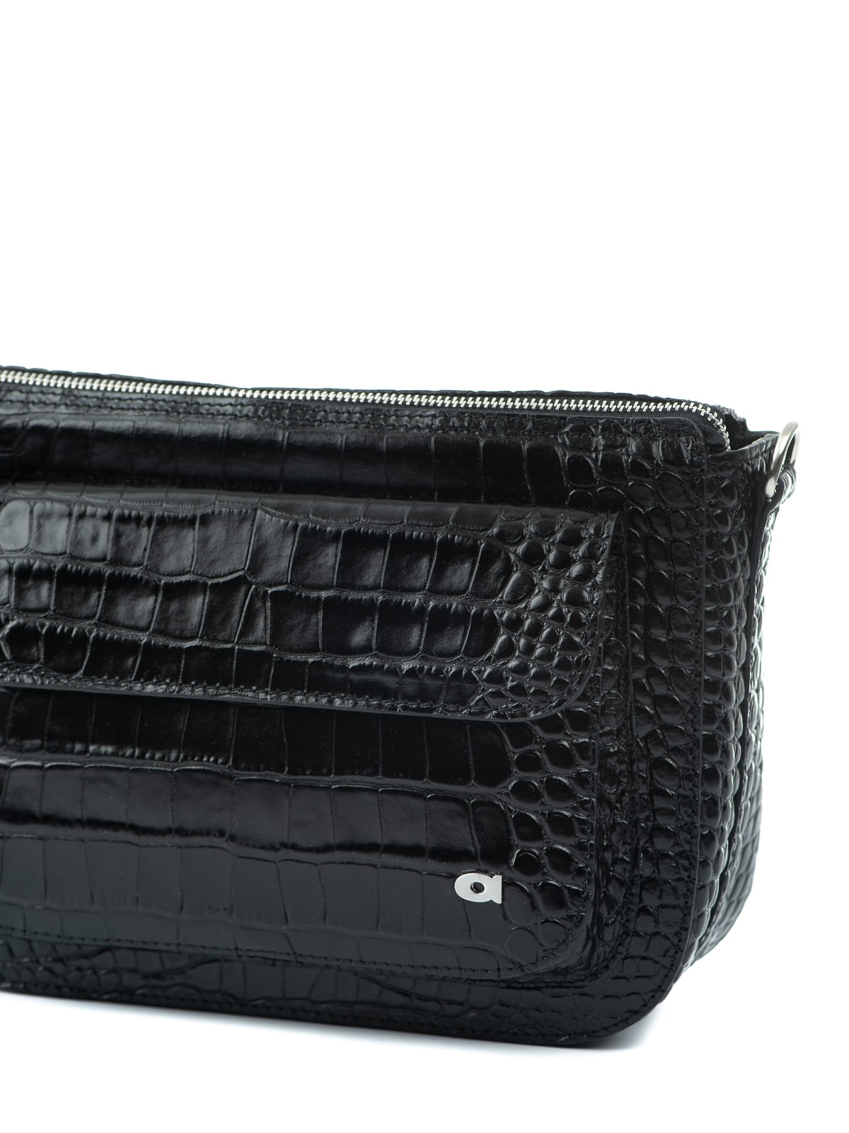 MARLOTTE czarna skórzana duża torebka damska listonoszka torba na ramię srebrne elementy .JPG