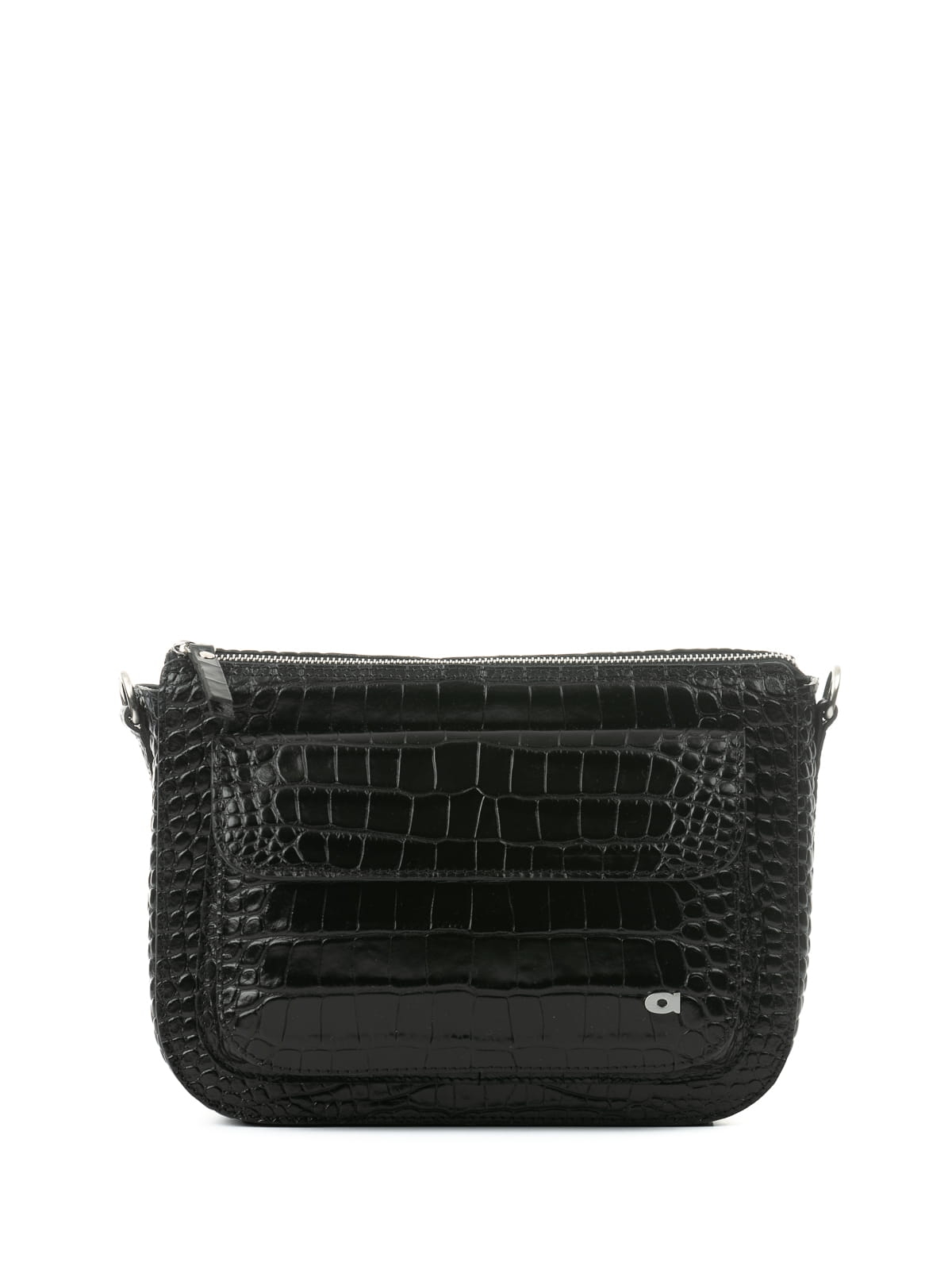 MARLOTTE czarna skórzana duża torebka damska listonoszka torba na ramię srebrne elementy .JPG