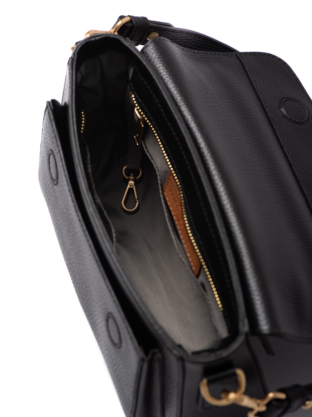 LYNETTE skórzana torebka czarna damska duża listonoszka złoty element.jpg