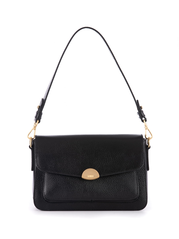 LYNETTE skórzana torebka damska duża listonoszka czarna  złoty element.jpg