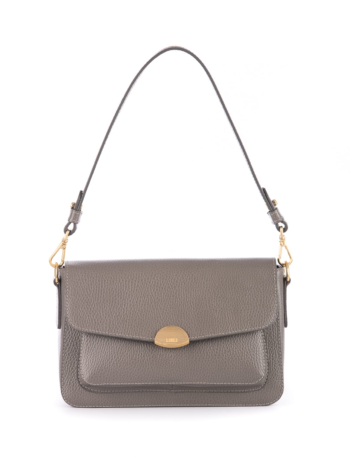 LYNETTE skórzana torebka damska szara duża listonoszka złoty element.jpg