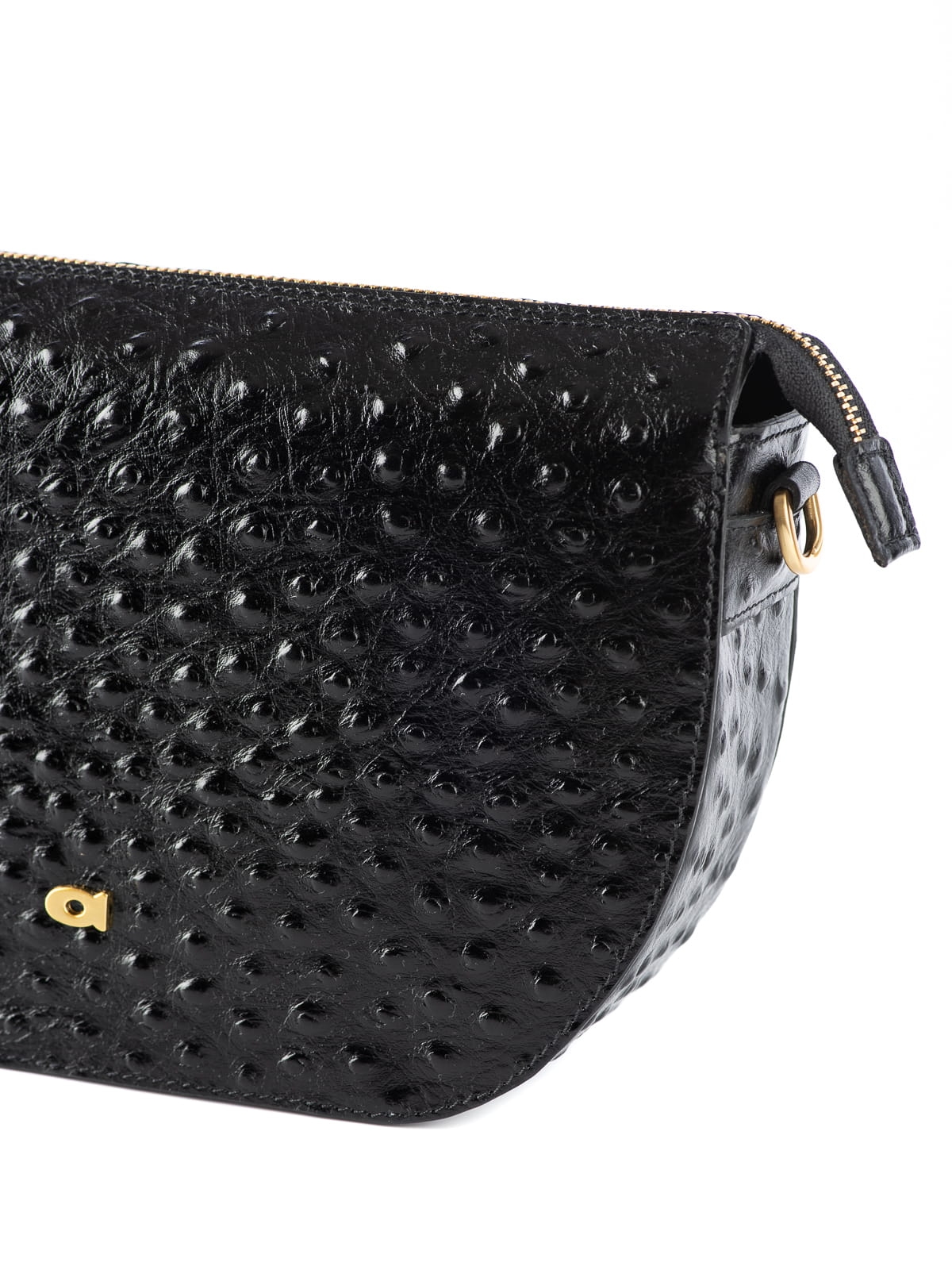 CHARLOTTE czarna struś skórzana torebka damska półksiężyc torba na ramię.JPG