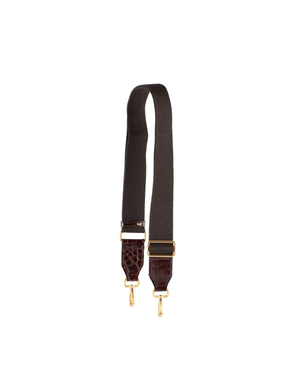 PASEK do torebki bawełniany brązowy z wykończeniem skórzanym.JPG