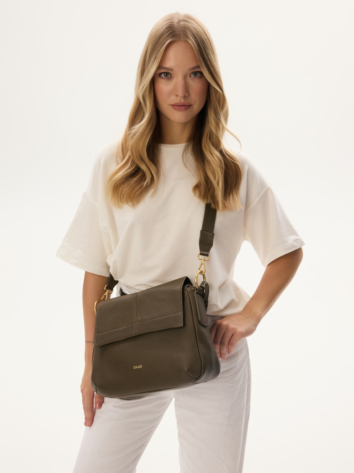 MARRONE ciemna zieleń groszek skórzana torebka damska listonoszka.jpg