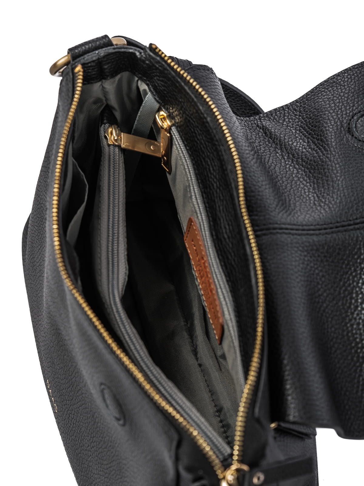 MARRONE czarna groszek skórzana torebka damska listonoszka.JPG