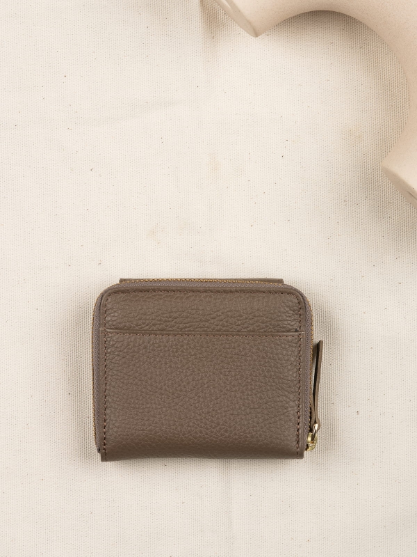 taupe portfel skórzany damski groszek.JPG