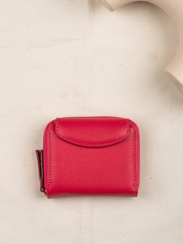 malinowy portfel skórzany damski malinowy groszek.JPG