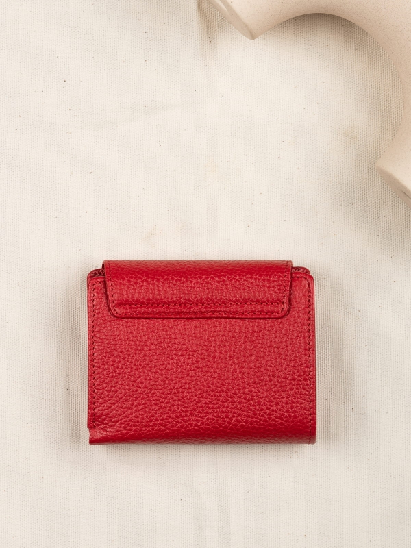 MELANIE czerwony skórzany damski portfel damski groszek.JPG