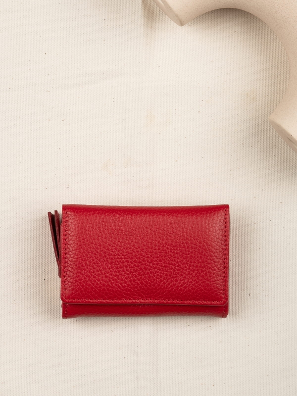 LINDA czerwony skórzany portfel damski czerwony groszek.JPG
