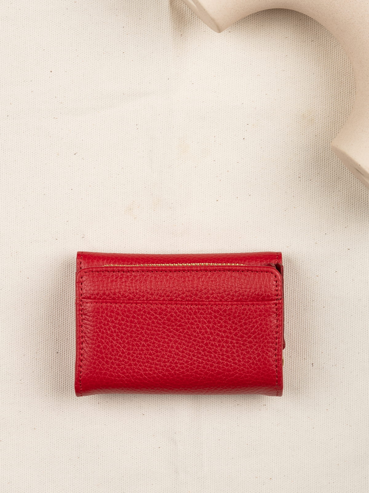 LINDA czerwony skórzany portfel damski groszek.JPG