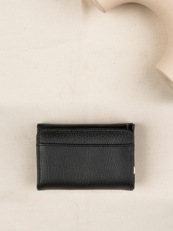 LINDA czarny skórzany portfel damski groszek.JPG